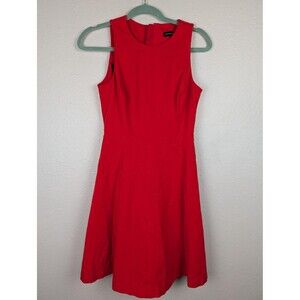 Banana Republic Dress Womens 2 Red Fit Flare Sleeveless Cocktail Party Classic